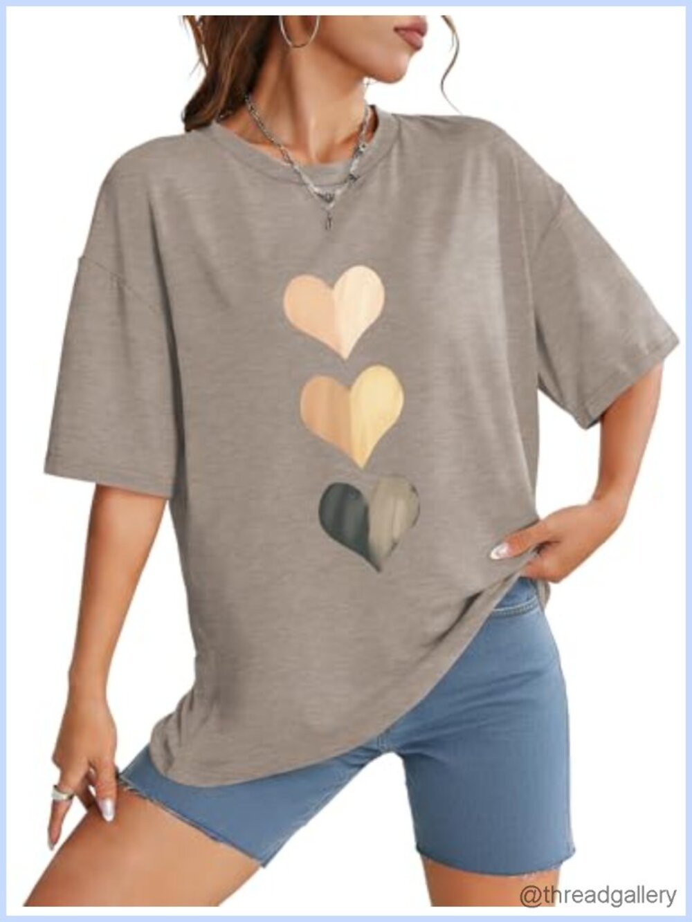 Oversized Tshirt Women Summer Crew Neck Short Sleeve Graphic Tee Loose Fit Top - Picture 3 of 6